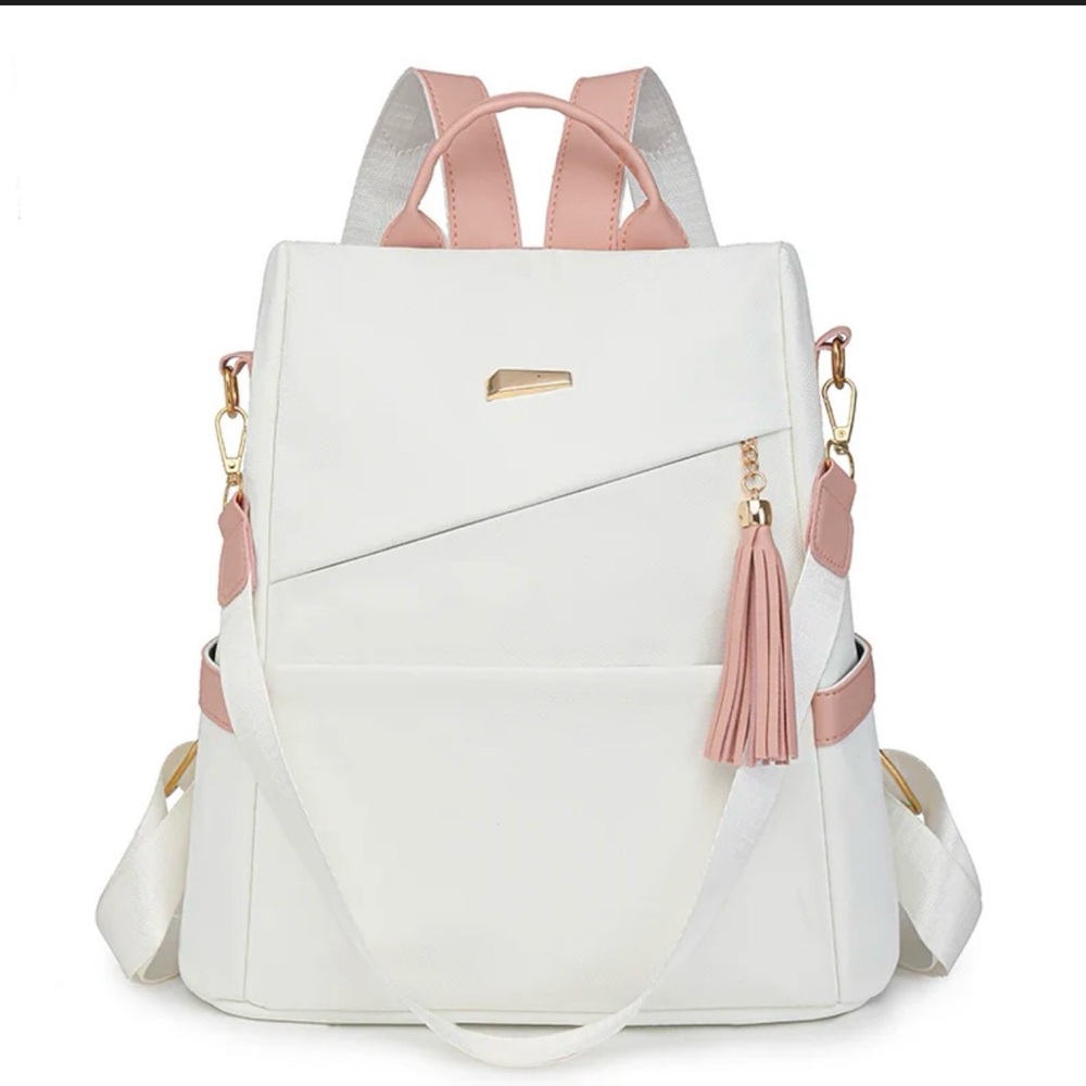 White and Pink Women's Backpack